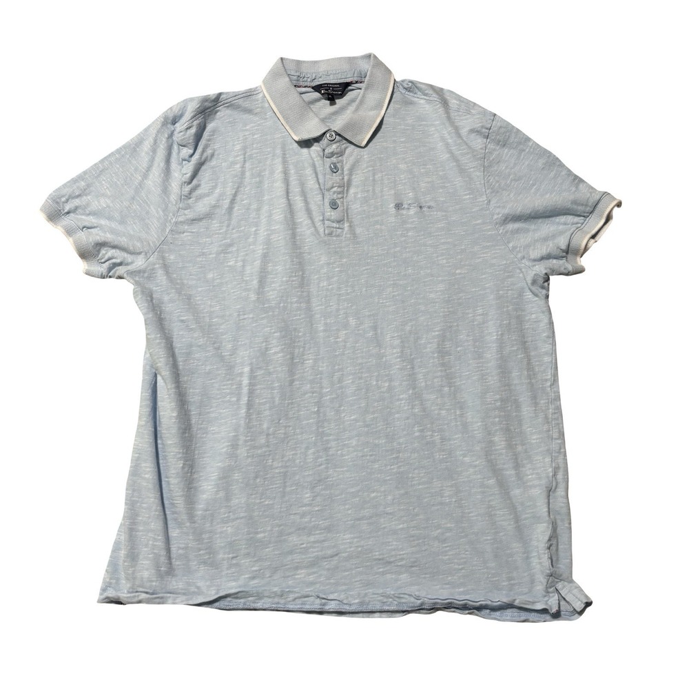 Ben Sherman‎ Men's Heather Blue Polo Shirt Slim Size XL *minor shrinking* 22x27